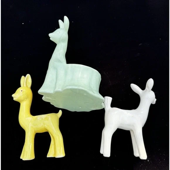 3 Vintage Haeger & Shawnee Pottery Deer Planters Excellent Condition! -A6